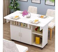 Mesa de comedor plegable que ahorra espacio con armario y estante abierto sobre ruedas, perfecta para el trabajo, estudio y comedor