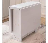 Mesa de comedor plegable que ahorra espacio con hoja caída y estante de almacenamiento de 2 capas, mesa extensible de madera maciza para espacios pequeños, mesa versátil de utilidad (120 x 80 cm)