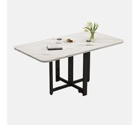 Mesa de comedor plegable que ahorra espacio, diseño de hojas caídas, patas ajustables, soporte antivuelco, acero al carbono duradero para mayor estabilidad, extensible para espacios pequeños
