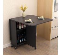 Mesa De Comedor Plegable Que Ahorra Espacio, Mesa Móvil Abatible con 6 Ruedas, Mesa Plegable Extensible Versátil con 2 Estantes De Almacenamiento Abiertos, Mesa con Patas Plegables,E,120CM