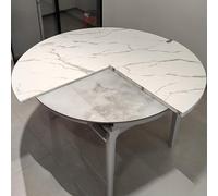 Mesa de comedor plegable redonda de mármol blanco moderno de 180 cm, material de madera para todo tipo de clima, fácil de almacenar y transportar