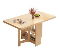 Mesa de comedor plegable versátil de madera maciza, mesa de cocina expandible con estante de almacenamiento, diseño compacto de 3 formas para espacios pequeños, solución de comedor que ahorra espacio.