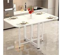 Mesa de comedor plegable y expandible, ultrafina, mesa extensible con marco de metal, soporte anticaídas, perfecta para el trabajo, estudio y comedor.