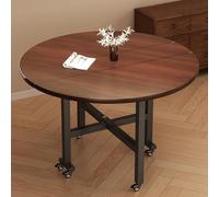 Mesa de Comedor Plegable y Móvil, Mesa de Cocina Redonda con Alas Abatibles, Mesas de Restaurante con Ruedas, Mesas Plegables y Extensibles Versátiles(Brown,150cm/59in)