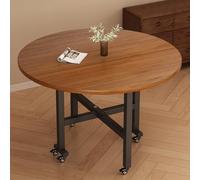 Mesa de Comedor Plegable y Móvil, Mesa de Cocina Redonda con Alas Abatibles, Mesas de Restaurante con Ruedas, Mesas Plegables y Extensibles Versátiles(Yellow,130cm/51.1in)