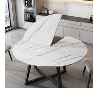 Mesa de comedor portátil redonda plegable de madera gruesa, diseño minimalista de 4 pliegues para uso en interiores y exteriores, 240 cm, mesa de catering y banquete, ahorra espacio y es elegante