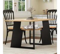 Mesa de comedor rectangular apta para mascotas para 6 personas, madera negra natural, 130 x 85 x 75 cm, elegante y duradera, perfecta para decoración del hogar y reuniones familiares