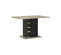 Mesa de comedor rectangular con almacenamiento 1 puerta - Decoración roble y negro - OXFORD - L 120 x P 80 x H 75 cm