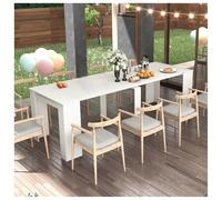 Mesa de comedor rectangular moderna y simple, mesa consola retráctil multifuncional, adecuada para cocina, comedor, uso en fiestas al aire libre, 118 pulgadas de largo (blanco)