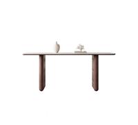 Mesa de comedor rectangular retro de piedra de grano de madera, mesa larga simple de color nogal mesa de comedor (A:140 x 80 x 75 cm)