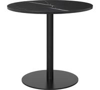 Mesa de Comedor Redonda 1.0 Ø80 cm M. Base Negro y Tablero de Mármol Negro Marquina