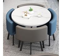 Mesa de comedor redonda azul para recepción de oficina, club, cafetería y sala de estar, elegante mesa de negociación y balcón para espacios modernos