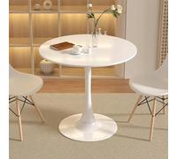 Mesa de comedor redonda blanca para 2-3 personas, mesa pequeña con pedestal de metal para sala de estar, mesas de bar modernas de mediados de siglo para cocina, oficina, pub, bar, bistró, cafetería