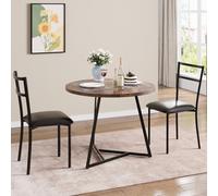 Mesa De Comedor Redonda De 80 cm Con 2 Sillas, Conjunto De Mesa De Cocina Para 2 Personas Con 2 Manteles Individuales Resistentes Al Calor, Mesa Bistró Compacta Para Cocina, Comedor o Apartamento