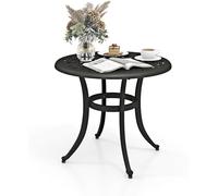 Mesa de comedor redonda de aluminio para exteriores con almohadillas ajustables para todo tipo de clima, mesa auxiliar de conversación para patio, piscina, patio, balcón, resistente a la intemperie