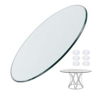 Mesa de comedor redonda de cristal templado de 38 cm a 100 cm, superficie de cristal transparente, fácil de limpiar, perfecta para comedor, bandeja de cristal de 90 cm incluida, diseño moderno