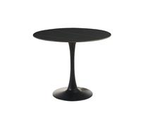 Mesa de comedor redonda de diseño en cerámica negra y metal D90 cm MALOU