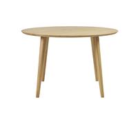 Mesa de comedor redonda de madera clara de roble sólido D120 cm OKSANA