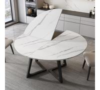 Mesa de comedor redonda de madera de 120-200 cm, extensor de mesa plegable que ahorra espacio para eventos, reuniones y cenas familiares (B, 140 cm / 55in) - Diseño duradero y elegante