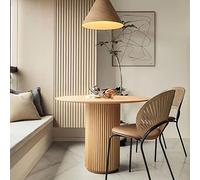 Mesa de comedor redonda de madera de pino con base de pedestal de 39.4 pulgadas, mesa de cocina y mesa auxiliar para el hogar, restaurante y comedor, elegante diseño de color madera, perfecto para