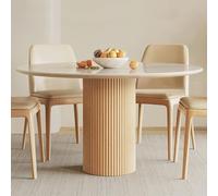 Mesa de comedor redonda de madera de pino maciza, mesa de cocina simple con base de madera, mesa de centro para ocio, restaurante, muebles de 100 cm de diámetro, diseño moderno