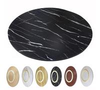 Mesa de comedor redonda de madera giratoria de 360° de 40 pulgadas con parte superior de mármol negro, muebles elegantes para hogares modernos, perfecta para comedor y entretener a los invitados