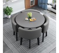 Mesa de Comedor Redonda de mármol con Escritorio de capacitación y 4 sillas - Muebles Elegantes para recepción de Oficina o Comedor - Diseño con Estilo para 4 Personas