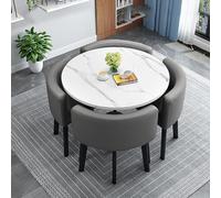 Mesa de Comedor Redonda de mármol con Escritorio de capacitación y 4 sillas - Muebles Elegantes para recepción de Oficina o Comedor - Diseño con Estilo para 4 Personas