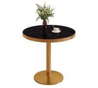 Mesa de comedor redonda de mediados de siglo para 2 a 4 personas con base de pedestal para oficina en casa, sala de estar, cocina, ocio, mesa de café redonda, color negro, contemporánea
