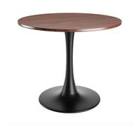 Mesa de comedor redonda de nogal con base negra, mesa de cocina pequeña para oficina y comedor, mesa auxiliar pequeña para 2 y 4 personas, 60 cm de diámetro, muebles de comedor modernos