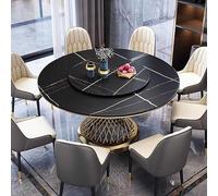 Mesa de comedor redonda de piedra sinterizada de 63 pulgadas con pedestal de mármol circular Lazy Susan para cocina y comedor, base de metal incluida