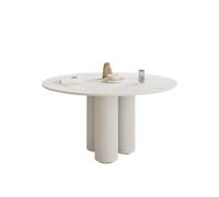 Mesa de comedor redonda de piedra sinterizada, estilo nórdico, muebles para el hogar, mesa de cocina moderna para espacios pequeños, mesa de centro con diseño simple (43.3 x 43.3 x 29.5 pulgadas)