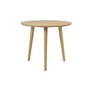 Mesa de comedor redonda en madera de roble claro macizo D90 cm OKSANA