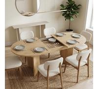 Mesa de comedor redonda extensible 120/160x80x75cm, mesa de comedor oval extensible, mesa de café y ocio, mesa de comedor, mesa de cocina, para 4-6 personas, para cocina, salón (color roble, 120