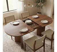 Mesa de comedor redonda extensible 140/180 x 90 x 75 cm, mesa de comedor ovalada extensible, mesa de café y ocio, mesa de comedor, mesa de cocina, para 6-8 personas, para cocina, salón (color nogal