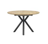 Mesa de comedor redonda extensible de madera clara roble macizo L120-170 cm OLGA