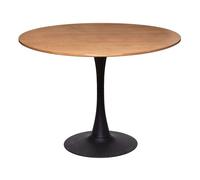 Atmosphera - Mesa de Comedor Redonda Elias para 4 Personas, 102 cm de diámetro, Tablero Efecto Roble y Pata Central de Metal Negro - para Comedor, Cocina