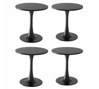 Mesa de Comedor Redonda, Mesa de Centro pequeña, Mesas de bistró para la Cocina, Salón, Pub, Pata de Metal, Minimalista, Negro (Paquete de 2/4)