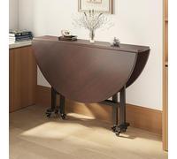 Mesa De Comedor Redonda Mesa De Comedor Mesa De Comedor De Madera Mesa De Cocina Redonda Abatible con 6 Ruedas Mesa Extensible Plegable Versátil Mesa De Escritorio De Oficina,Walnut,100cm
