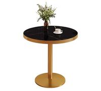 Mesa de comedor redonda moderna de mediados de siglo de 60 cm para 2 a 4 personas, base de pedestal, oficina en casa, sala de estar, cocina, ocio, elegante acabado negro, diseño contemporáneo