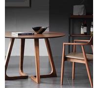 Mesa de comedor redonda moderna de mediados de siglo de madera maciza con pedestal Vinta para 2 y 4 personas, mesa de centro pequeña (80 cm de largo x 80 cm de ancho x 74,9 cm de alto, marrón)
