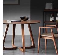 Mesa De Comedor Redonda Moderna De Mediados De Siglo De Madera Maciza - Diseño Rústico con Pedestal para Espacios Pequeños - Capacidad para 2 A 4 Personas,Walnut,70cm