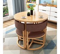 Mesa de comedor redonda para 4 personas, juego de mesa de cocina compacta color beige, fácil de montar, ahorra espacio para apartamentos pequeños