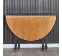 Mesa de comedor redonda plegable con ruedas, mesa de cocina portátil para espacios pequeños, altura ajustable, marco de acero al carbono, 3 configuraciones de forma, fácil de almacenar, ahorra espacio