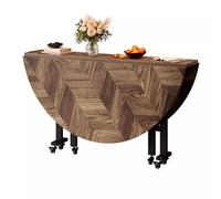 Mesa de comedor redonda plegable con ruedas, práctica mesa de cocina para restaurante, marco de acero al carbono, diseño que ahorra espacio (100 x 26 x 75 cm)