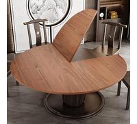 Mesa de comedor redonda plegable de madera, diseño de 150 cm para reuniones familiares, resistente, portátil y fácil de almacenar, acabado marrón/café, alta capacidad de carga