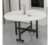 Mesa de comedor redonda plegable para espacios pequeños, mesa de cocina de 150 cm con ruedas, marco de metal resistente, mesa de extensión para 4-8 personas, diseño moderno
