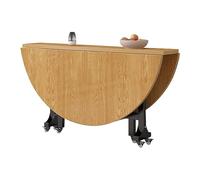 Mesa de comedor redonda portátil, mesa de cocina extensible con marco de acero al carbono para espacios pequeños, mesa de comedor móvil de 120 cm para apartamentos y zonas de comedor (marrón)