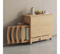 Mesa de Comedor retráctil con 4 sillas y cajón, Mesa Plegable De Madera Maciza, para Cocina Comedor Sala De Estar Restaurante,1.3m