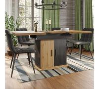 Mesa de comedor retro ampliable, mesa de cocina plegable para 4-6 personas, diseño telescópico 110-140 × 80 cm (negro) para cocina y sala de estar